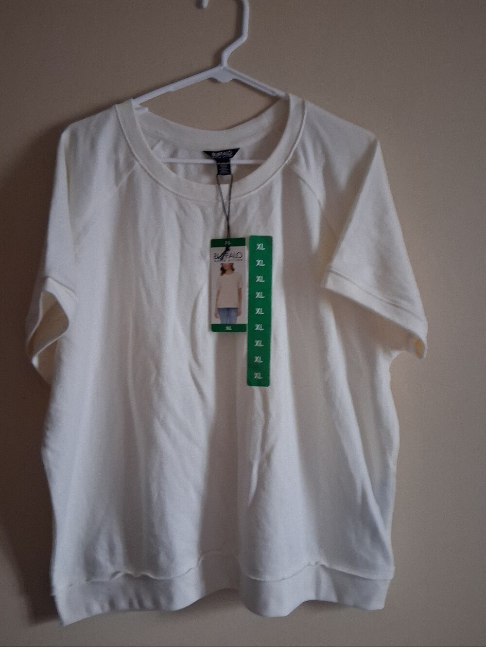Women's Buffalo David Bitton White Short-Sleeve Sweatshirt Top
